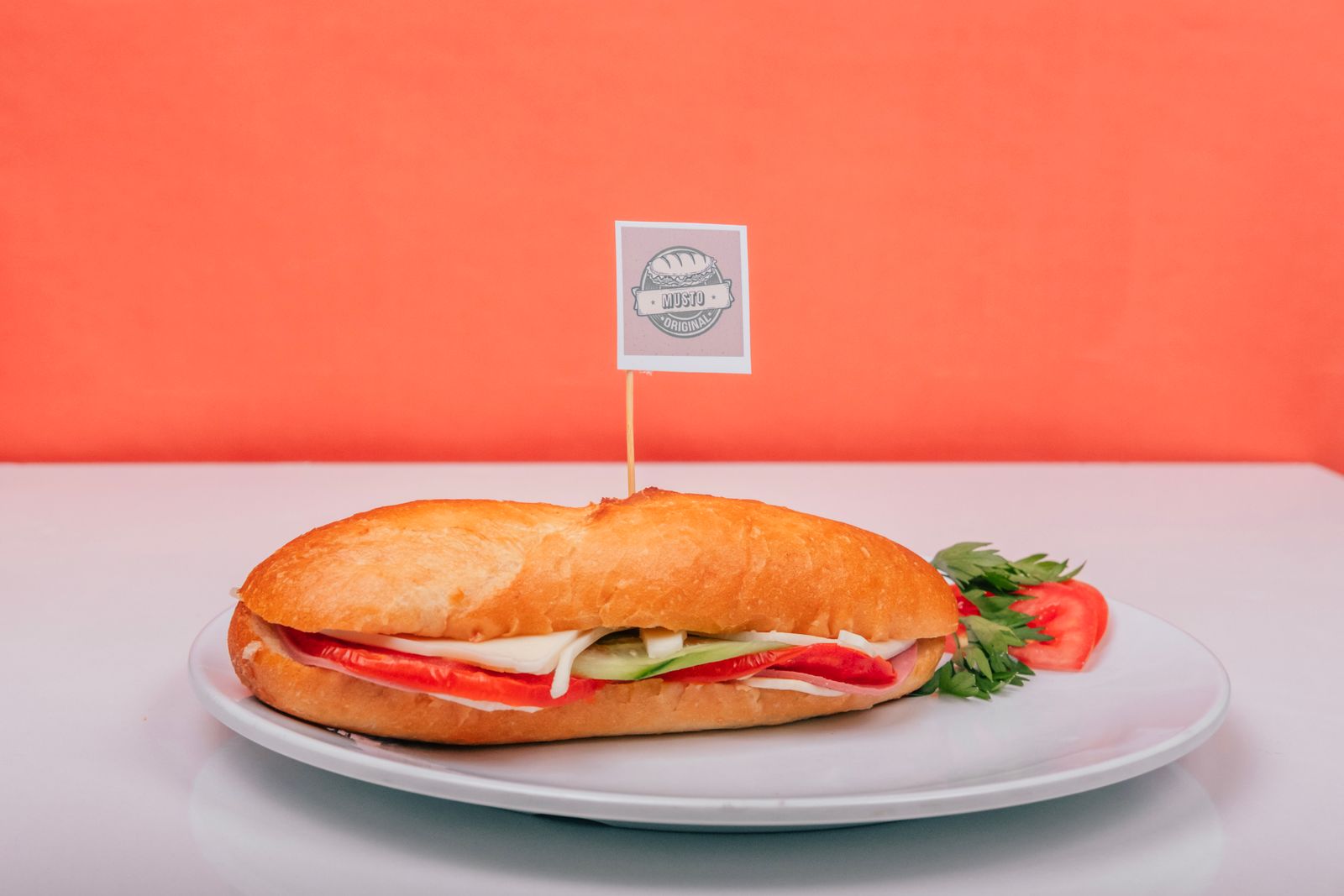 Sub sandwich loaded with fresh vegetables